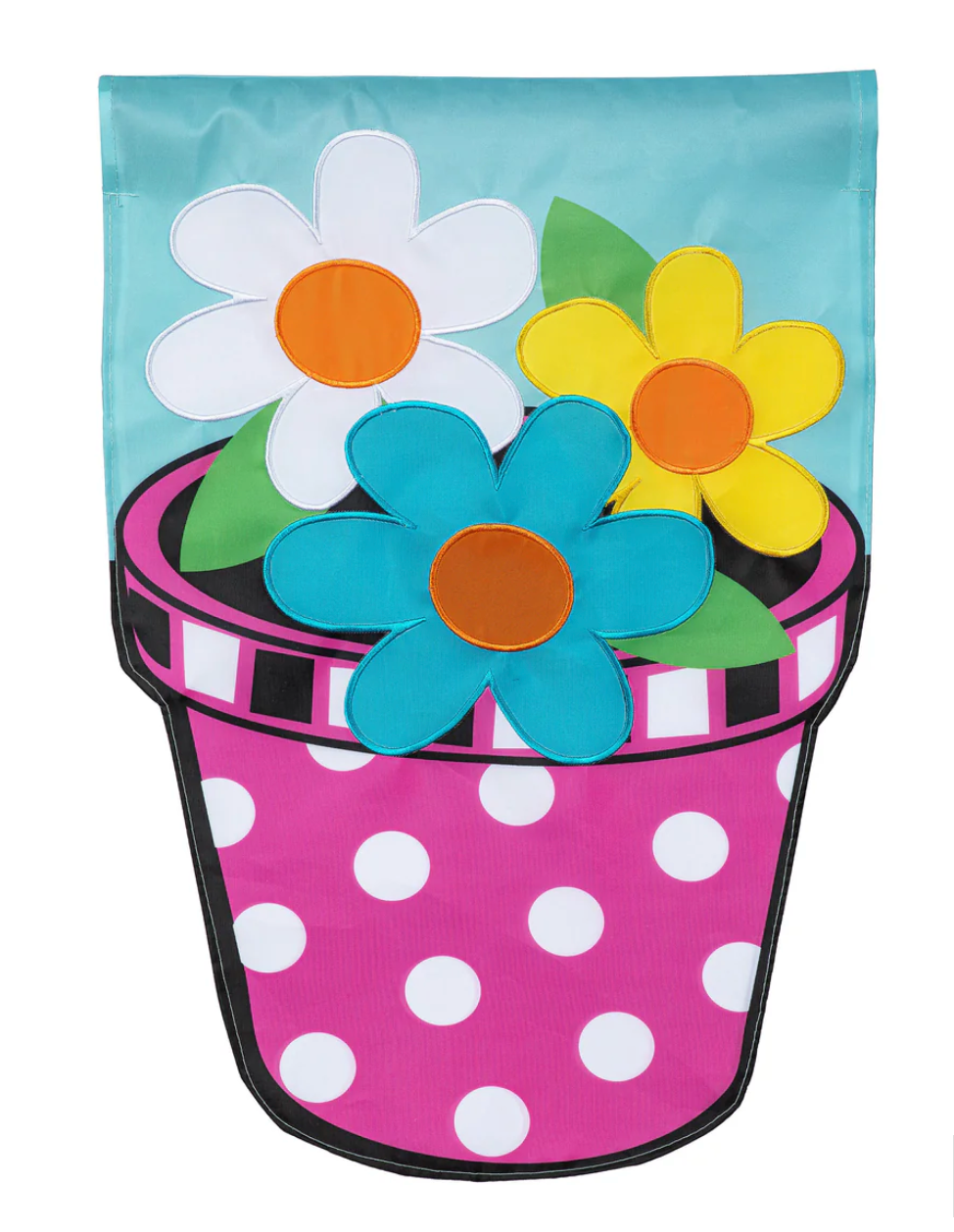 Pink Dot Flower Basic Applique Garden Flag
