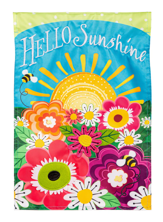 Hello Sunshine Applique Garden Flag