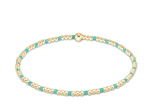 Hope Sincerity Pattern 2mm Bead  Bracelet - Turquoise
