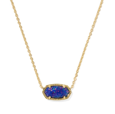 Elisa Pendant Necklace Gold Indigo Kyocera Opal
