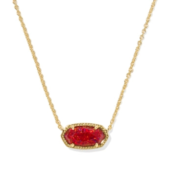 Elisa Pendant Necklace Gold Red Kyocera Opal