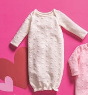 Ivory Quilted Heart Gown 0-3m