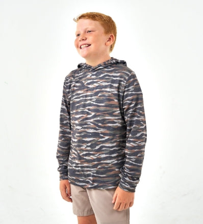 YOUTH PERFORMANCE HOODIE TIGER STRIPE CAMO - WETLAND