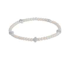 Signature Cross Small Pearl Pattern 3mm Bead Bracelet