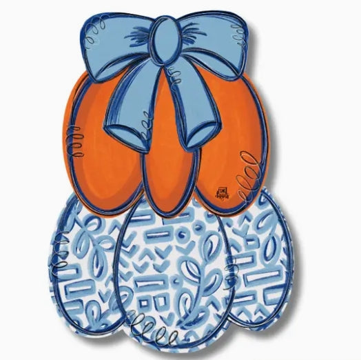 Blue Chinoiserie Stack Pumpkin Doorhanger