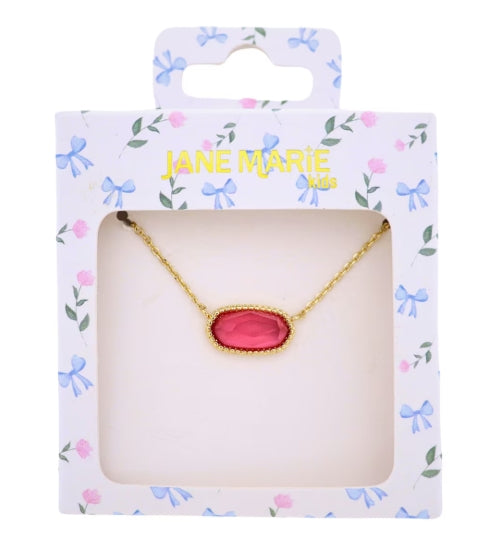 Kids Gold Necklace with Red Stone