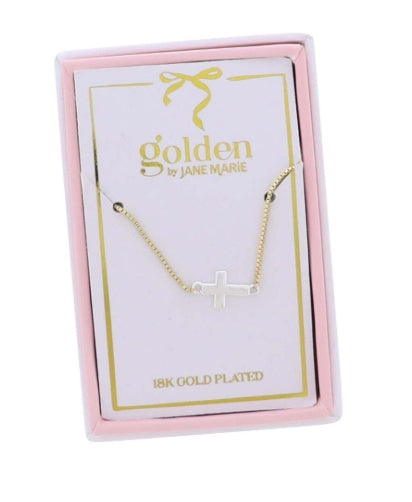 Kids 18K Gold Plated Necklace with Silver Cross