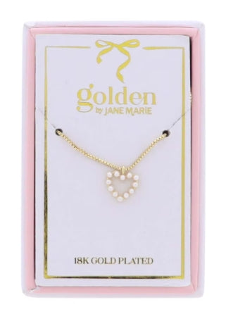 Kids 18K Gold Plated Necklace with Pearl Heart