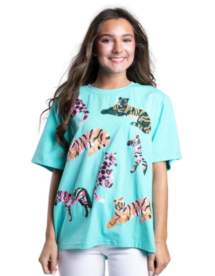 Roar Chalky Mint Short Sleeve Sequin T-Shirt