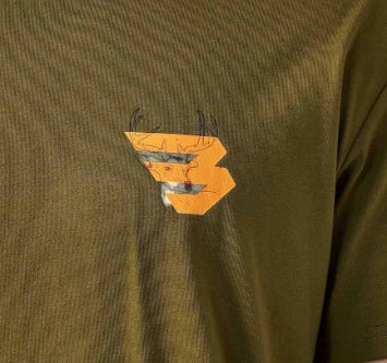SHORT SLEEVE TEE - DEER FLYING B (ORANGE) LOGO - HUNTER GREEN