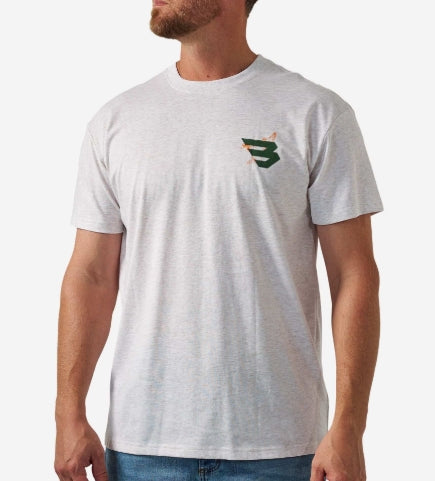 SHORT SLEEVE TEE - DUCK FLYING B (GREEN) LOGO - OATMEAL