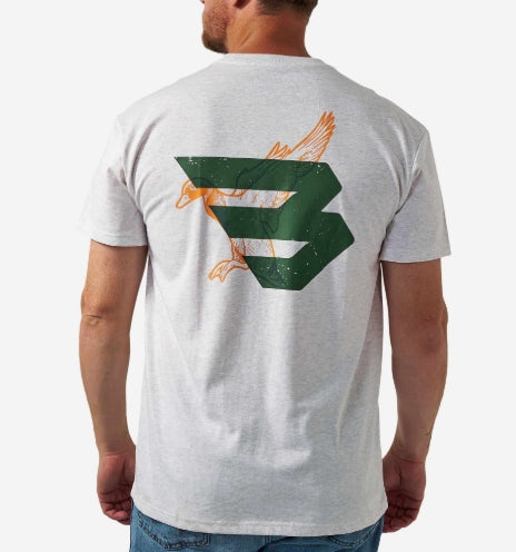 SHORT SLEEVE TEE - DUCK FLYING B (GREEN) LOGO - OATMEAL