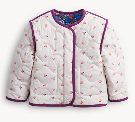 Magnetic Floral Quilted Reversible Womens Jacket