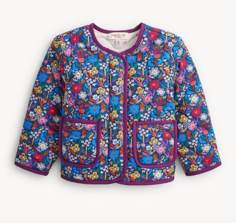Magnetic Floral Quilted Reversible Girls Jacket
