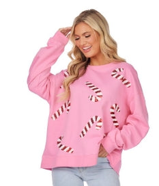 Pink Candy Cane Sparkle Sweatshirt