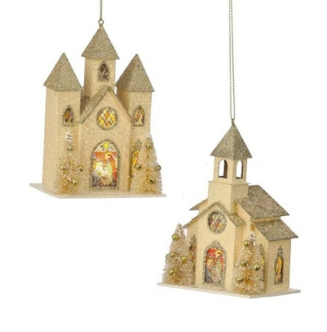 6" LED Vintage Church Ornament