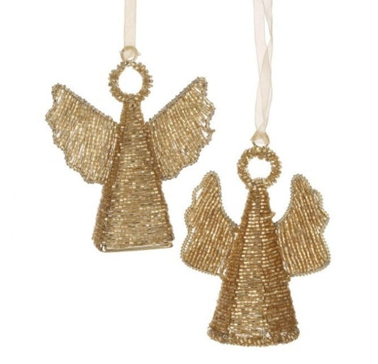 4" Gilded Wired Angel Ornament Gold