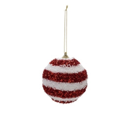 Foam Ball Striped Ornaments with Beads & Tinsel