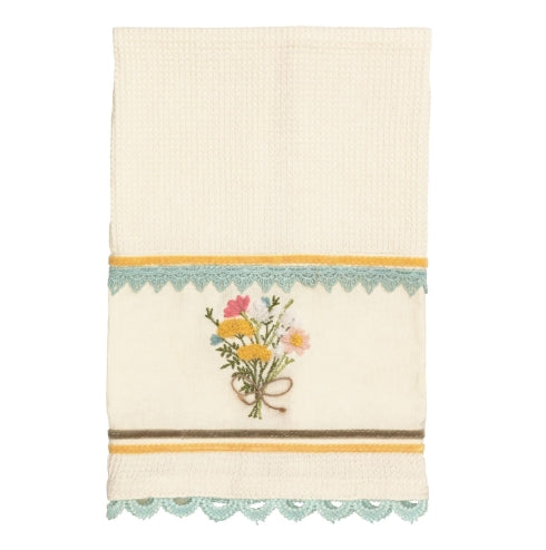 Floral Embroidered Waffle Towel