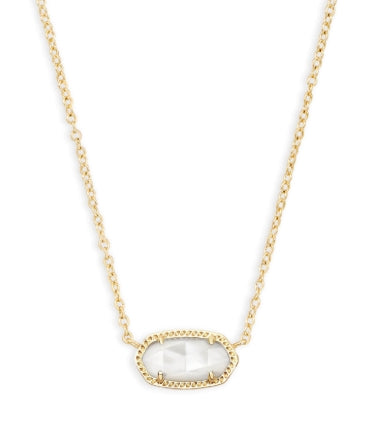 ELISA SHORT PENDANT NECKLACE GOLD IVORY MOTHER OF PEARL