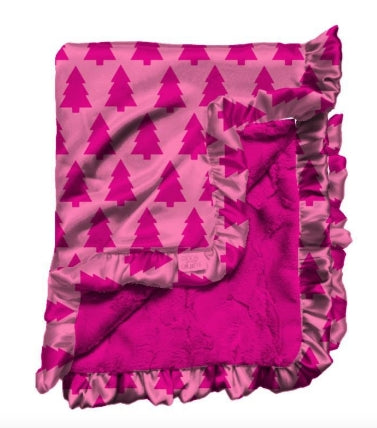 Dreaming of a Pink Christmas Satin Ruffle Blanket