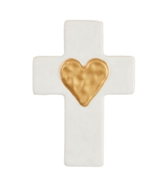 Ceramic and Gold Heart Cross