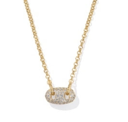 Bailey Pave Short Pendant Necklace in Gold White Crystal