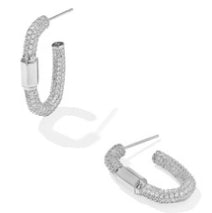 Emery Hoop Earrings in Silver White Crystal