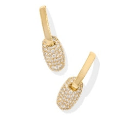 Bailey Pave Huggie Earrings in Gold White Crystal