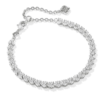 Emery Tennis Bracelet in Silver White Crystal