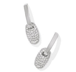 Bailey Pave Huggie Earrings in Silver White Crystal