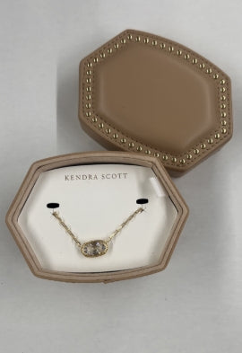 ELISA LUXE NECKLACE JEWELRY BOX GIFT SET GOLD WHITE CZ