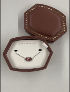 ELISA NECKLACE JEWELRY BOX GIFT SET SILVER DARK MAUVE ILLUSION
