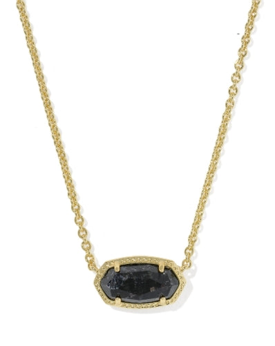 ELISA BOO SHORT PENDANT NECKLACE GOLD BLACK GRANITE