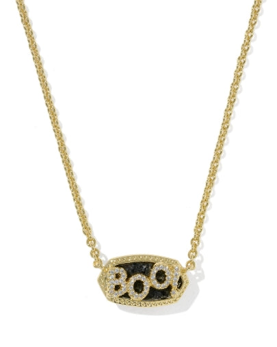ELISA BOO SHORT PENDANT NECKLACE GOLD BLACK GRANITE