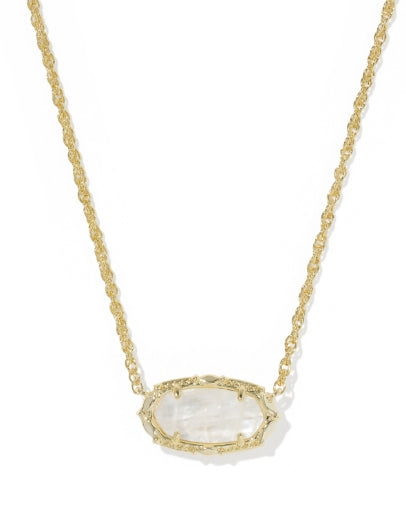 ELISA CLARA SHORT PENDANT NECKLACE GOLD CRYSTAL IVORY ILLUSION