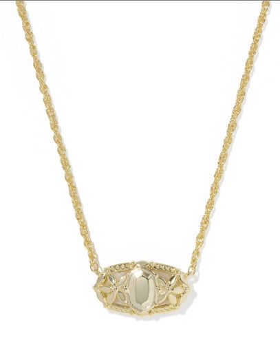 ELISA CLARA SHORT PENDANT NECKLACE GOLD CRYSTAL IVORY ILLUSION