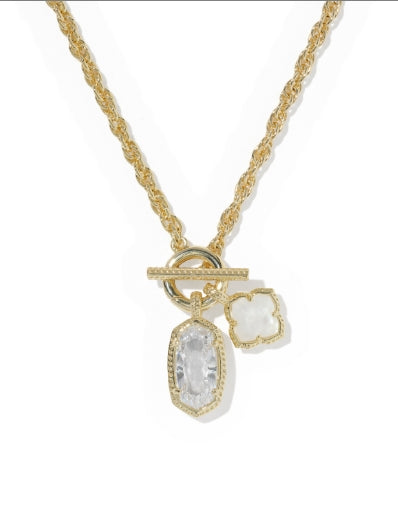 ELOISE CHARM NECKLACE GOLD CRYSTAL IVORY ILLUSION