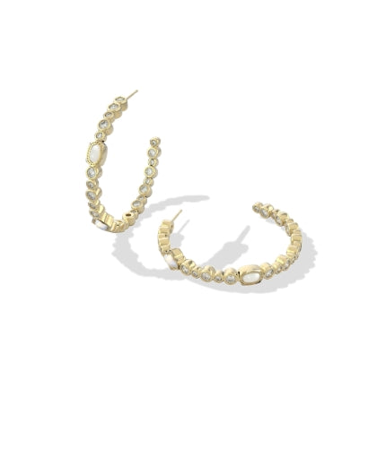 MINI ELISA ABBIE HOOP EARRINGS GOLD WHITE MIX