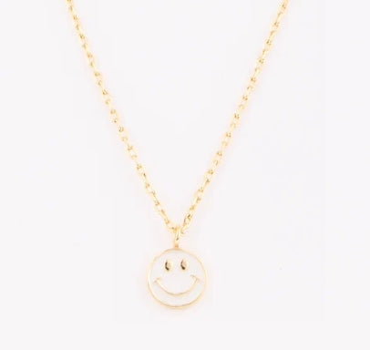 Luxe White Smiley Face Necklace
