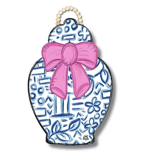 Chinoiserie Jar Pink Door Hanger