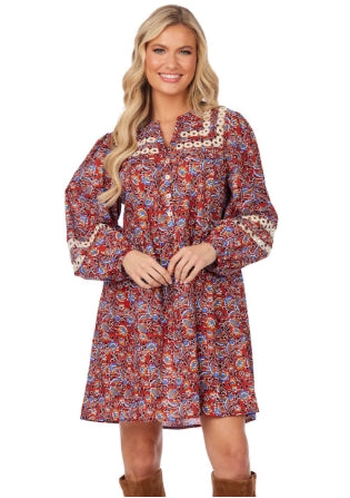 Rust Print Barlowe Dress