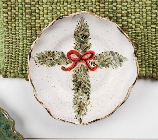 Evergreen Cross with Bow