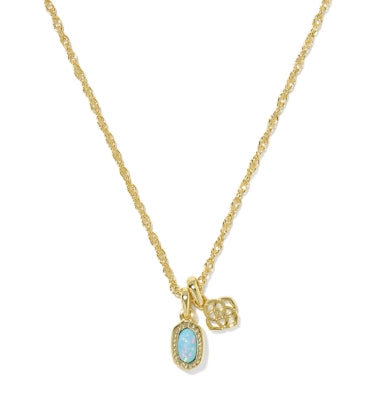 MINI ELISA DIRA NECKLACE GOLD BLUE LAB GROWN OPAL