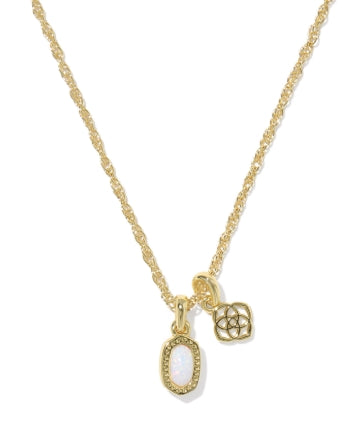 MINI ELISA DIRA NECKLACE GOLD BRIGHT WHITE LAB GROWN OPAL