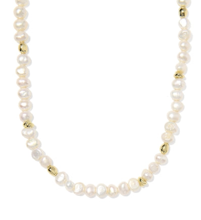 GABRIELLA PEARL STRAND NECKLACE GOLD FRESHWATER CULTURED PEARL