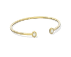 MINI ELTON CUFF BRACELET GOLD BRIGHT WHITE LAB GROWN OPAL S/M