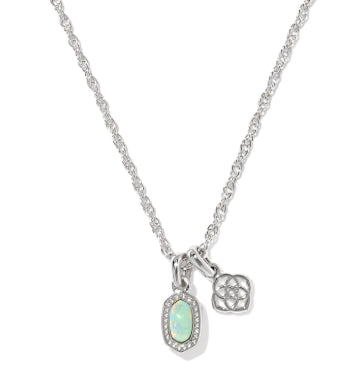 MINI ELISA DIRA NECKLACE SILVER GREEN LAB GROWN OPAL