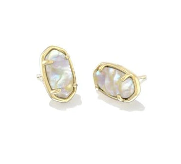 Grayson Stone Stud Earrings in Gold Iridescent Abalone
