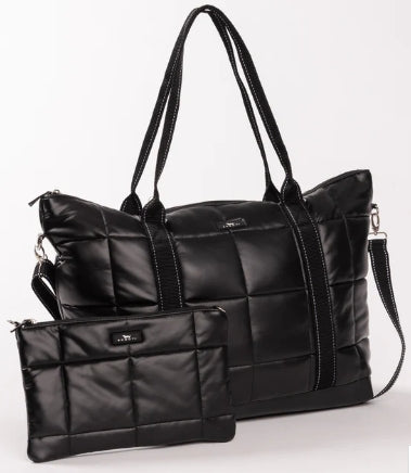 Triple Advisor Travel Bag With Pouch Black Box Quilted